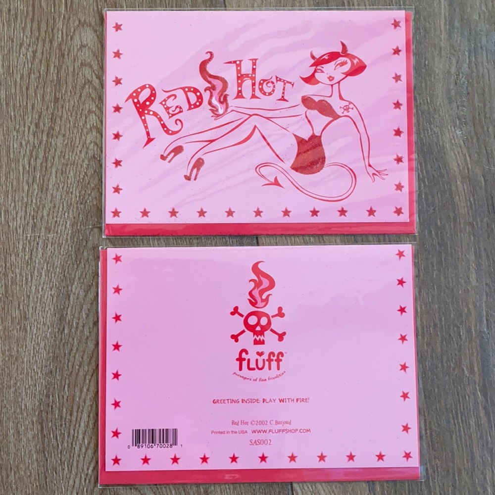 Set of 2 Fluff Devil red hot Birthday cards!  So cute!